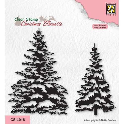 Simon Says Stamp! Nellie's Choice CHRISTMAS SILHOUETTE SNOWY PINE TREES Clear Stamps csil018