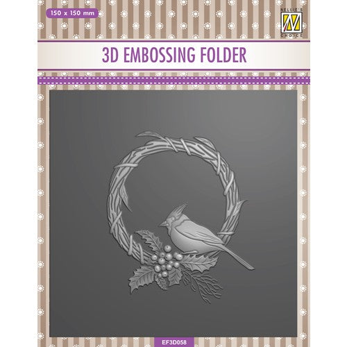 Simon Says Stamp! Nellie's Choice CHRISTMAS BIRD Square 3D Embossing Folder nef3d058