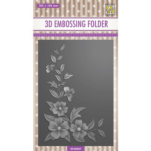 Simon Says Stamp! Nellie's Choice FLOWER CORNER 2 Rectangle 3D Embossing Folder nef3d057