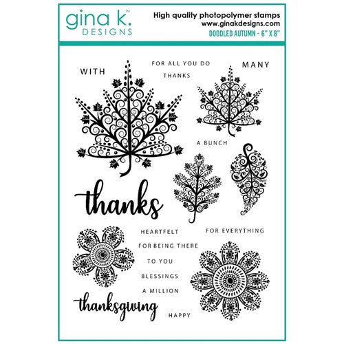 Simon Says Stamp! Gina K Designs DOODLED AUTUMN Clear Stamps gkd146