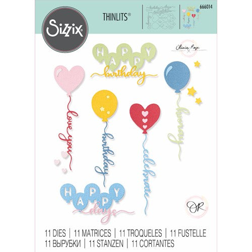 Simon Says Stamp! Sizzix BALLOON OCCASIONS Thinlits Dies 666014