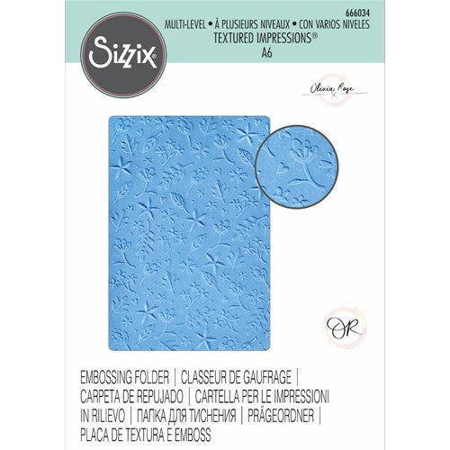 Simon Says Stamp! Sizzix Textured Impressions DRIFTING LEAVES Multi Level Embossing Folder 666034