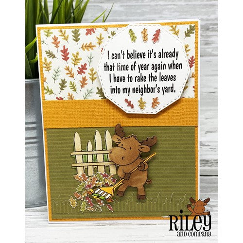 Simon Says Stamp! Riley And Company Funny Bones RAKE THE LEAVES INTO MY NEIGHBORS YARD Cling Stamp RWD-1070