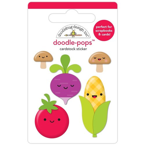 Simon Says Stamp! Doodlebug VEGGIE GARDEN Doodle Pops 3D Stickers 7803