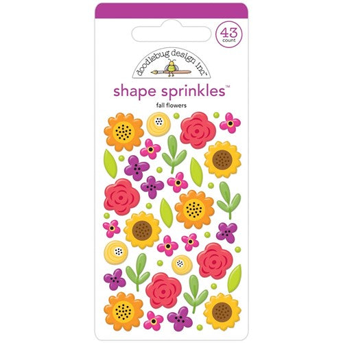 Simon Says Stamp! Doodlebug FALL FLOWERS Shape Sprinkles 7798