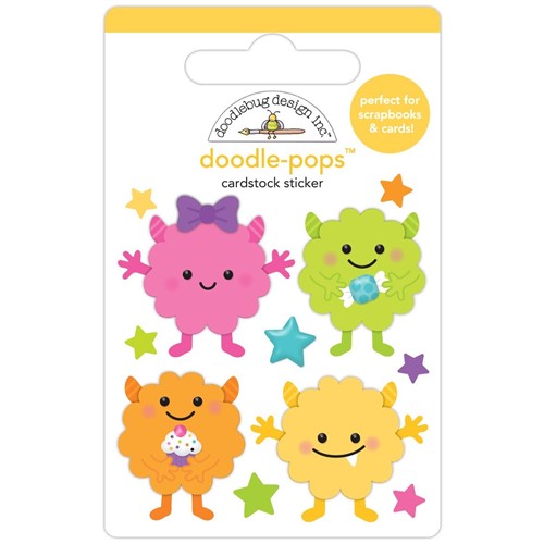 Simon Says Stamp! Doodlebug MINI MONSTERS Doodle Pops 3D Stickers 7854