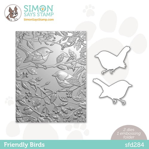 Simon Says Stamp! Simon Says Stamp Embossing Folder And Dies FRIENDLY BIRDS sfd284 Cozy Hugs
