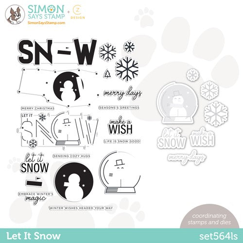 Simon Says Stamp! CZ Design Stamps and Dies LET IT SNOW set564ls Cozy Hugs