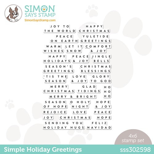 Simon Says Stamp! Simon Says Clear Stamps SIMPLE HOLIDAY GREETINGS sss302598 Cozy Hugs