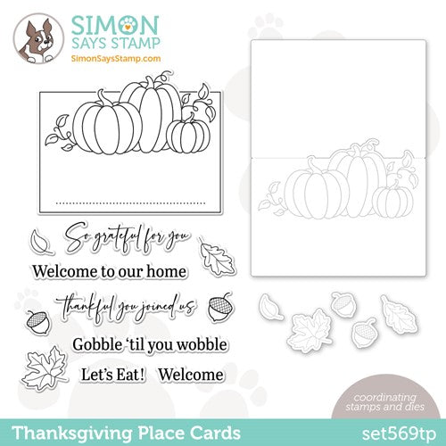 Simon Says Stamp! Simon Says Stamps and Dies THANKSGIVING PLACE CARDS set569tp Cozy Hugs