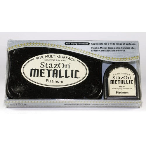 Simon Says Stamp! Tsukineko Stazon METALLIC PLATINUM Ink Pad and Refill sz195