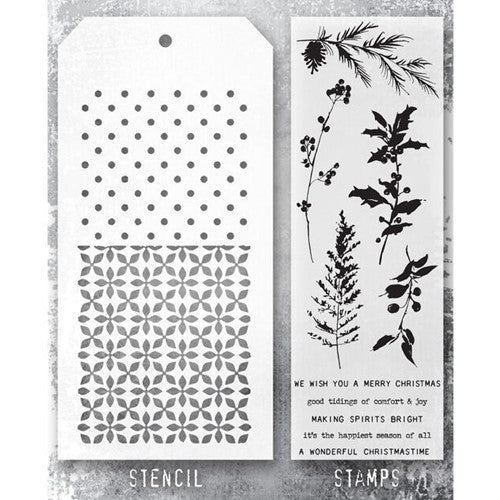 Simon Says Stamp! Tim Holtz Clear Stamps and Stencil WINDOW WATERCOLOR Clear Stamp, NORDI and POLKA DOT Stencil THMM155