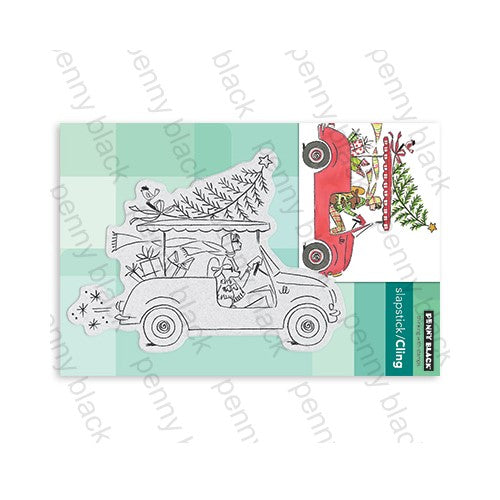 Simon Says Stamp! Penny Black Cling Stamp FESTIVE DRIVE Rubber Unmounted 40-873