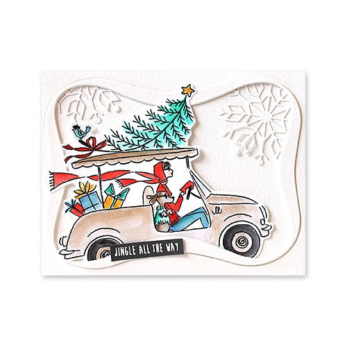 Simon Says Stamp! Penny Black Cling Stamp FESTIVE DRIVE Rubber Unmounted 40-873