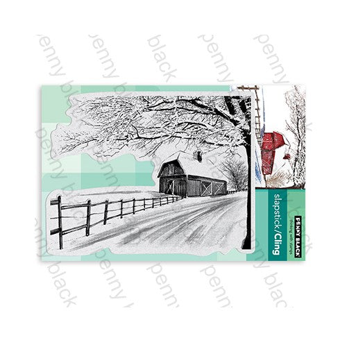 Simon Says Stamp! Penny Black Cling Stamp WINTER BARN Rubber Unmounted 40-872