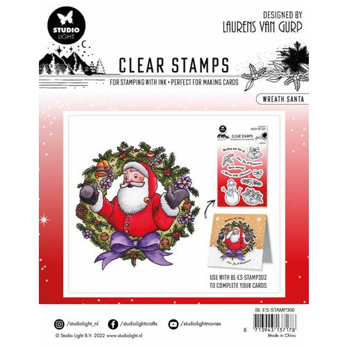Simon Says Stamp! Studio Light WREATH SANTA Essentials Clear Stamp blesstamp300