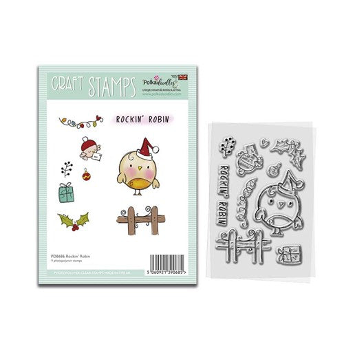 Simon Says Stamp! Polkadoodles ROCKIN ROBIN Clear Stamps pd8686