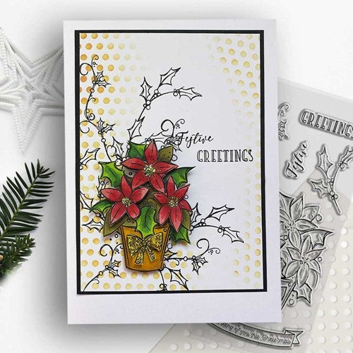 Simon Says Stamp! Polkadoodles POINSETTIA GREETINGS Clear Stamps pd8687