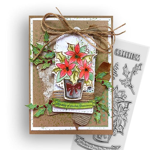Simon Says Stamp! Polkadoodles POINSETTIA GREETINGS Clear Stamps pd8687