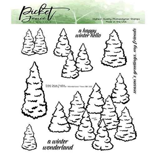 Simon Says Stamp! Picket Fence Studios SCENE BUILDING WINTER WONDERLAND TREES Clear Stamps bb200