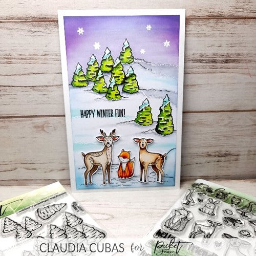 Simon Says Stamp! Picket Fence Studios SCENE BUILDING WINTER WONDERLAND TREES Clear Stamps bb200