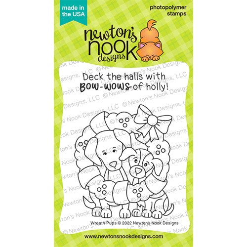 Simon Says Stamp! Newton's Nook Designs WREATH PUPS Clear Stamps NN2210S02