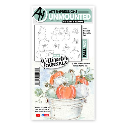 Simon Says Stamp! Art Impressions HARVEST PUMPKIN Watercolor Journals Clear Stamps 5595