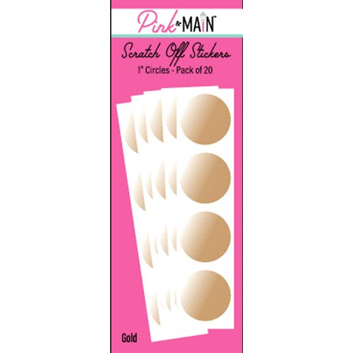 Pink and Main GOLD 1 inch CIRCLE Scratch off Stickers PMP056