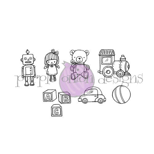 Simon Says Stamp! Purple Onion Designs HOLIDAY TOY SET Cling Stamp pod1294