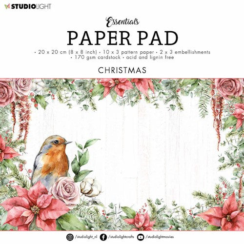 Simon Says Stamp! Studio Light CHRISTMAS 8x8 Essentials Paper slespp74