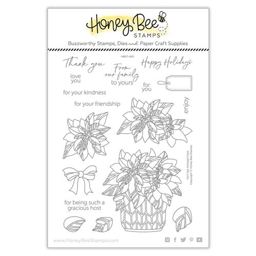 Simon Says Stamp! Honey Bee POTTED POINSETTIAS Clear Stamp Set hbst-465