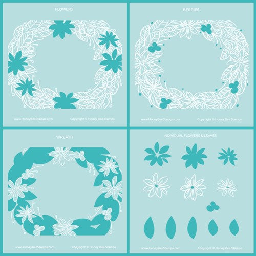 Simon Says Stamp! Honey Bee HOLIDAY WREATH Stencil Set of 4 hbsl-112