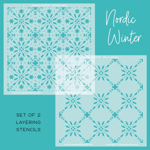 Simon Says Stamp! Honey Bee NORDIC WINTER BACKGROUND Stencil Set of 2 hbsl-114