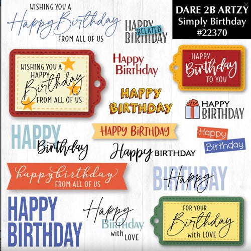 Simon Says Stamp! Dare 2B Artzy SIMPLY BIRTHDAY Clear Stamp Set 22370