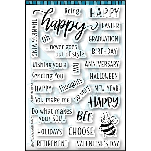 Simon Says Stamp! Dare 2B Artzy HAPPY SENTIMENTS Clear Stamp Set 22369
