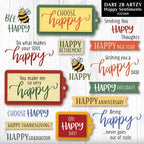 Simon Says Stamp! Dare 2B Artzy HAPPY SENTIMENTS Clear Stamp Set 22369