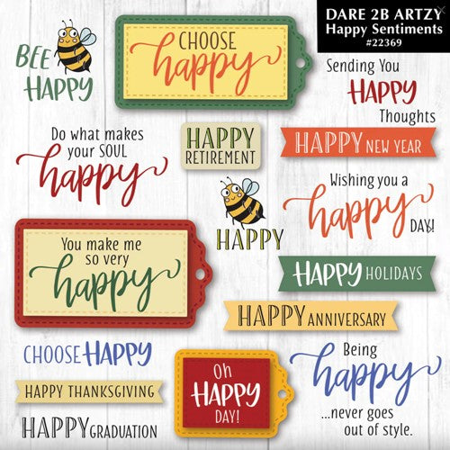 Simon Says Stamp! Dare 2B Artzy HAPPY SENTIMENTS Clear Stamp Set 22369
