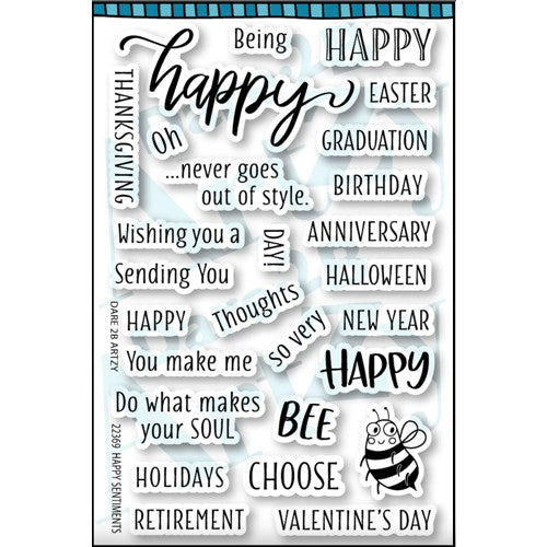 Simon Says Stamp! Dare 2B Artzy HAPPY SENTIMENTS Clear Stamp Set 22369