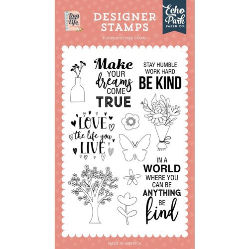 Simon Says Stamp! Echo Park LOVE THE LIFE YOU LIVE Clear Stamps dln292045