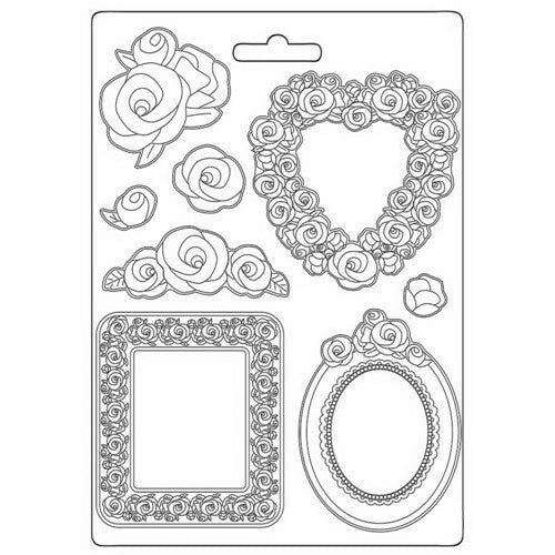 Simon Says Stamp! Stamperia ROSE PARFUM FRAMES AND ROSES A4 Soft Mold k3pta4554