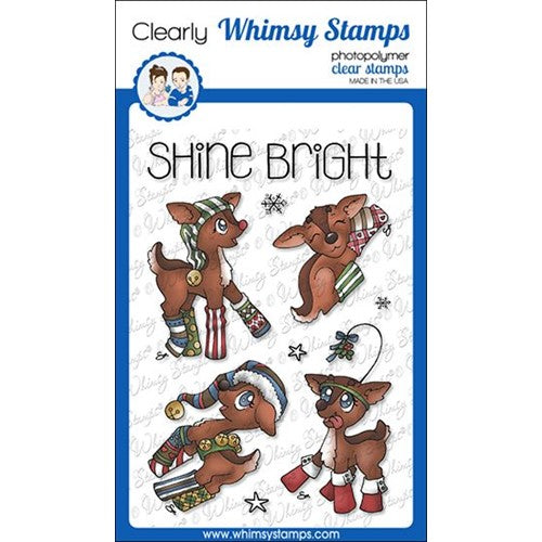 Simon Says Stamp! Whimsy Stamps REINDEER GAMES SHINE BRIGHT Clear Stamps BS1052