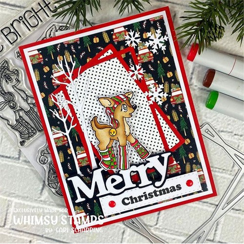 Simon Says Stamp! Whimsy Stamps REINDEER GAMES SHINE BRIGHT Clear Stamps BS1052