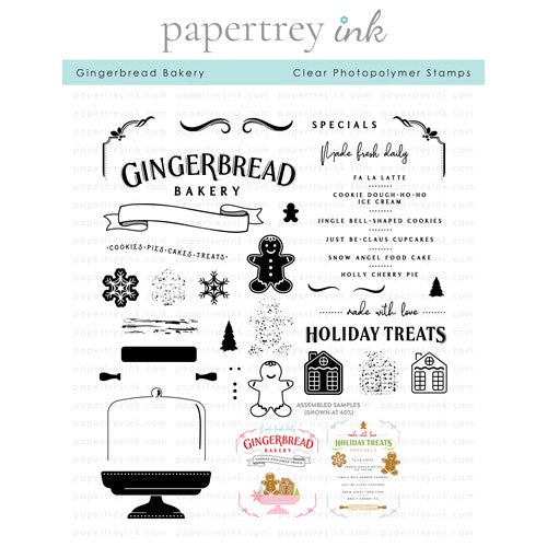 Simon Says Stamp! Papertrey Ink GINGERBREAD BAKERY Clear Stamps 1443