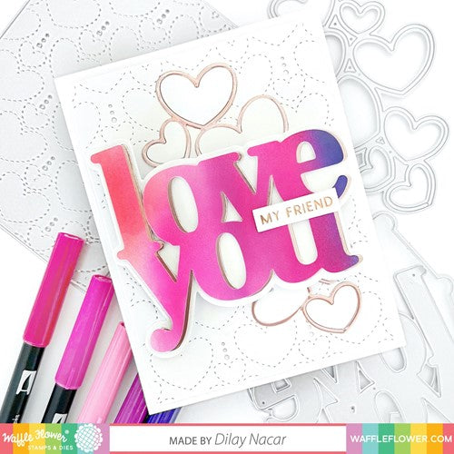 Simon Says Stamp! Waffle Flower OUTLINE HEARTS Die 421176