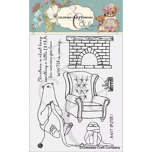 Simon Says Stamp! Colorado Craft Company Kris Lauren KNITTING BEAR Clear Stamps KL724