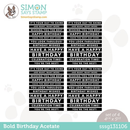 Simon Says Stamp Bold Birthday Acetate Sentiment Strips