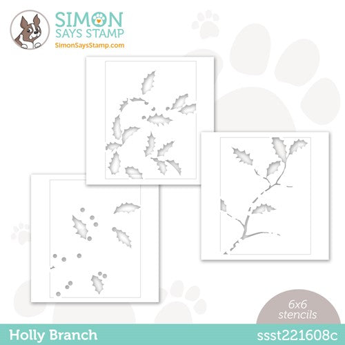 Simon Says Stamp! Simon Says Stamp Stencils HOLLY BRANCH ssst221608c Holiday Sparkle