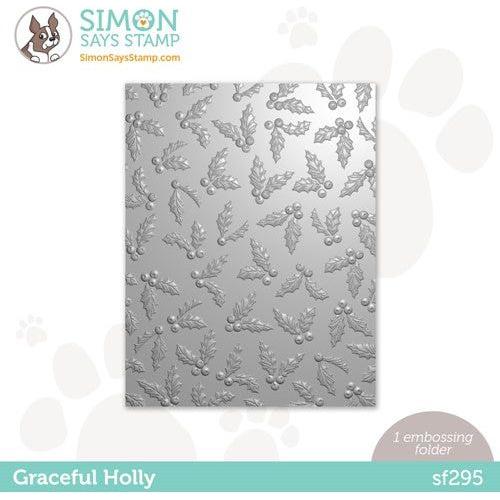 Simon Says Stamp! Simon Says Stamp Embossing Folder GRACEFUL HOLLY sf295 Holiday Sparkle