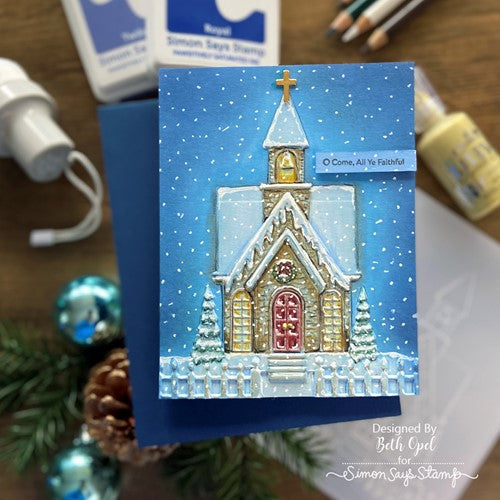 Simon Says Stamp! Simon Says Stamp Embossing Folder And Dies COUNTRY CHURCH sfd307 Holiday Sparkle