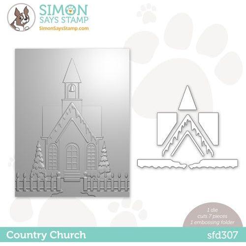 Simon Says Stamp! Simon Says Stamp Embossing Folder And Dies COUNTRY CHURCH sfd307 Holiday Sparkle